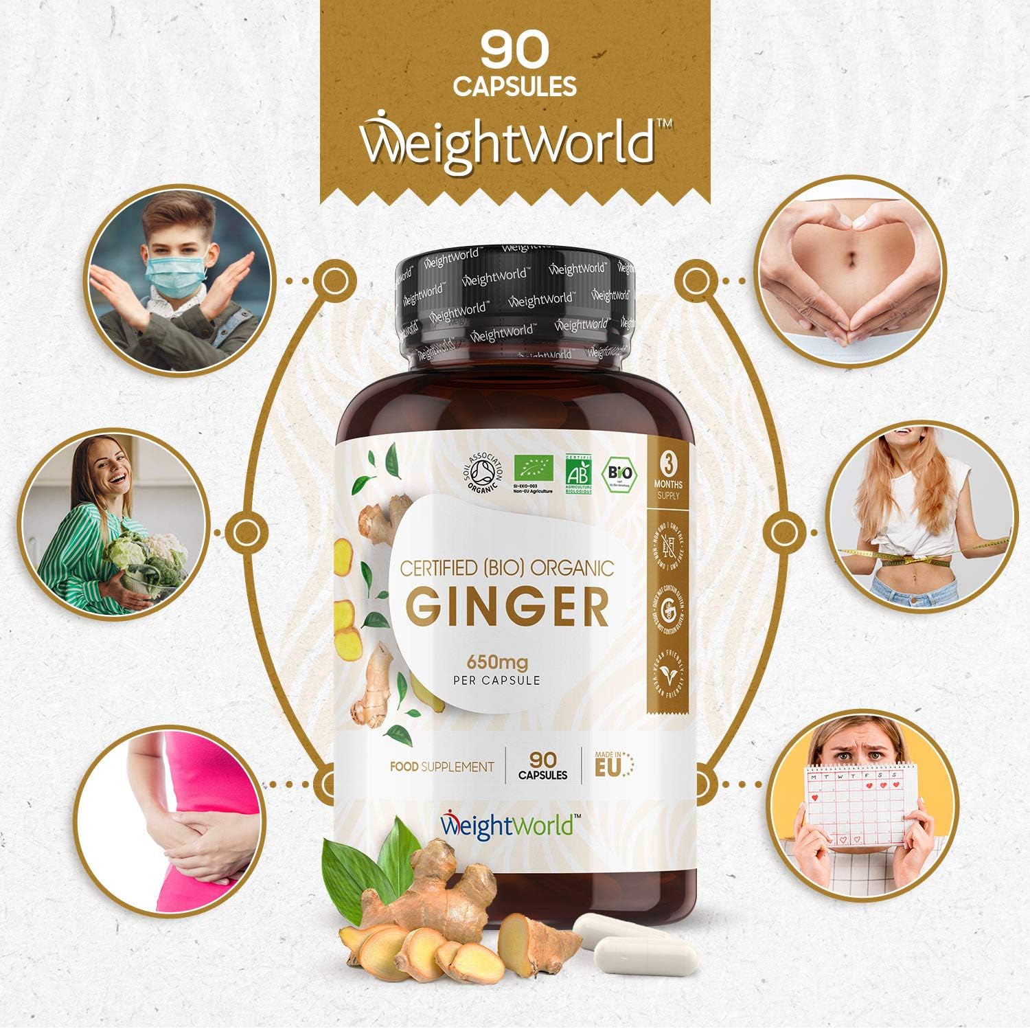 WeightWorld Organic Ginger Supplement, 90 count (Pack of 1) - Image 4