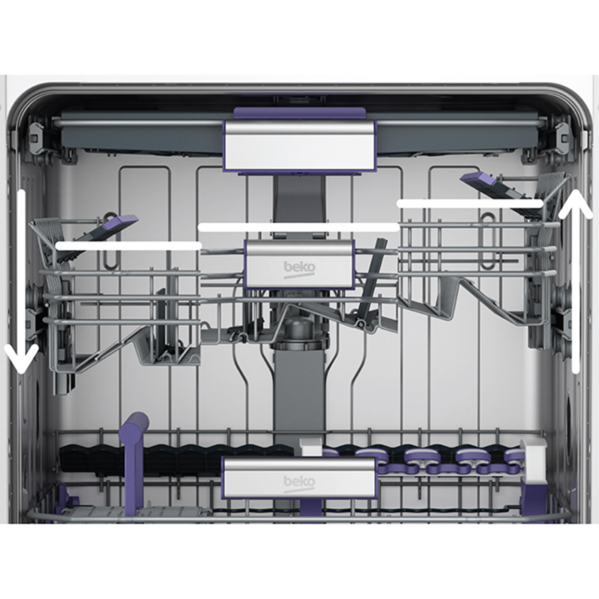 Beko BDUN15430X b300 Unterbau-Geschirrspüler 60 cm, für 14 Maßgedecke, 3 Spülebenen, 4 Temperaturen, 5 Programme, halbe Beladung, automatische Türöffnung, Quick&Clean 2