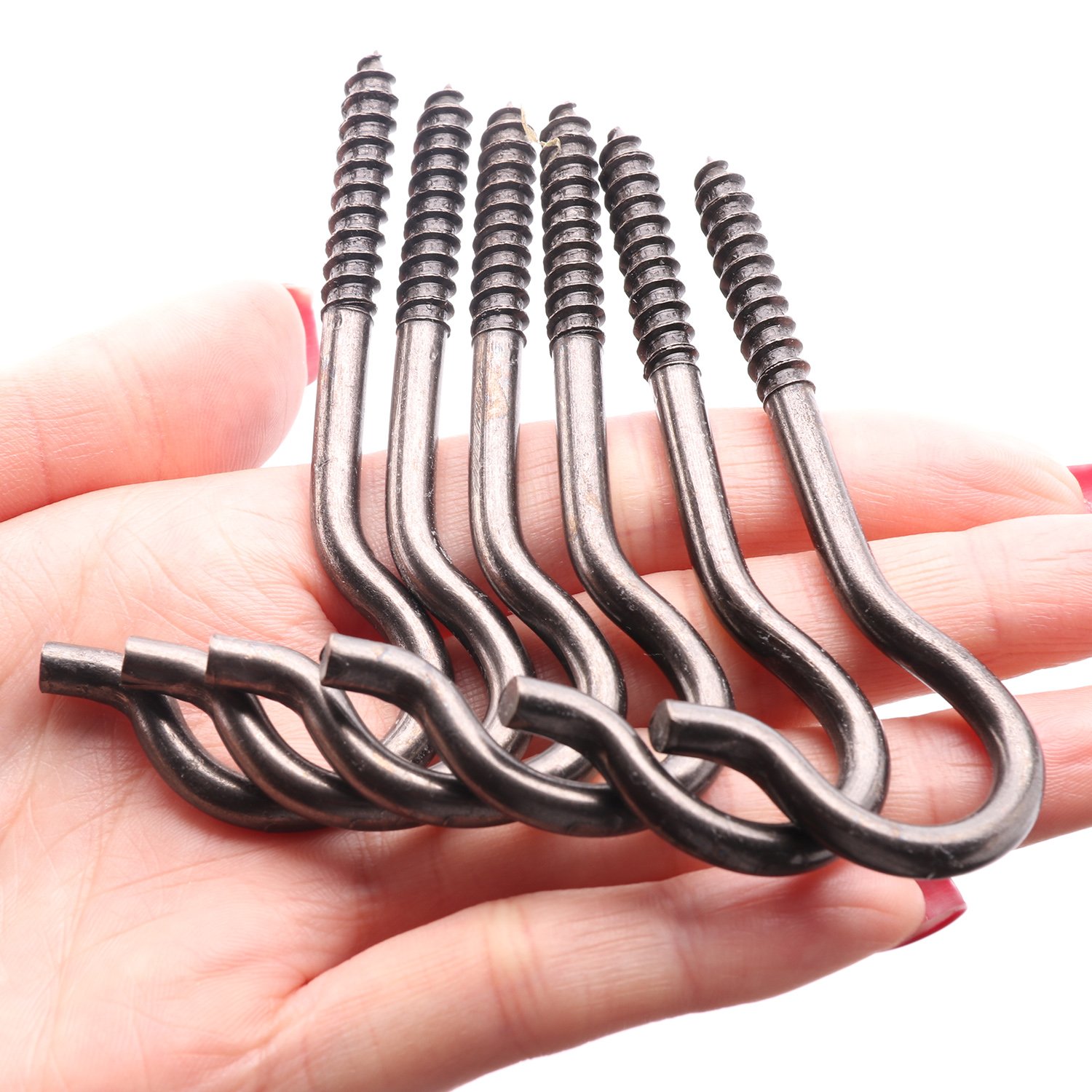 10Piece Metal Cup Hooks 33/8 Inch Rubbed Bronze Screw Hook Round End