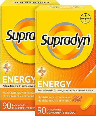 Energy 180 Comprimidos con 13 vitaminas,9 minerales y Coenzima Q10
