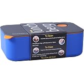 Compact Bento Box by Lunchberg - Leak Proof Lunch Container with Two Compartments, Blue