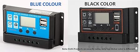 Sparkel 12V/24V 10A Digital Solar Charge Controller with Dual 5V USB Charging Ports, Dusk To Dawn Feature, To Control DC Lights in Auto Mode, example: Streetlight, Garden Lighting, Home Lighting, DC Tube/Fan Auto On/Off etc Option of Selecting Battery Type Sealed, Gel & Flooded along with adjustment of battery floating voltage & other parameters (SPSCC-100)