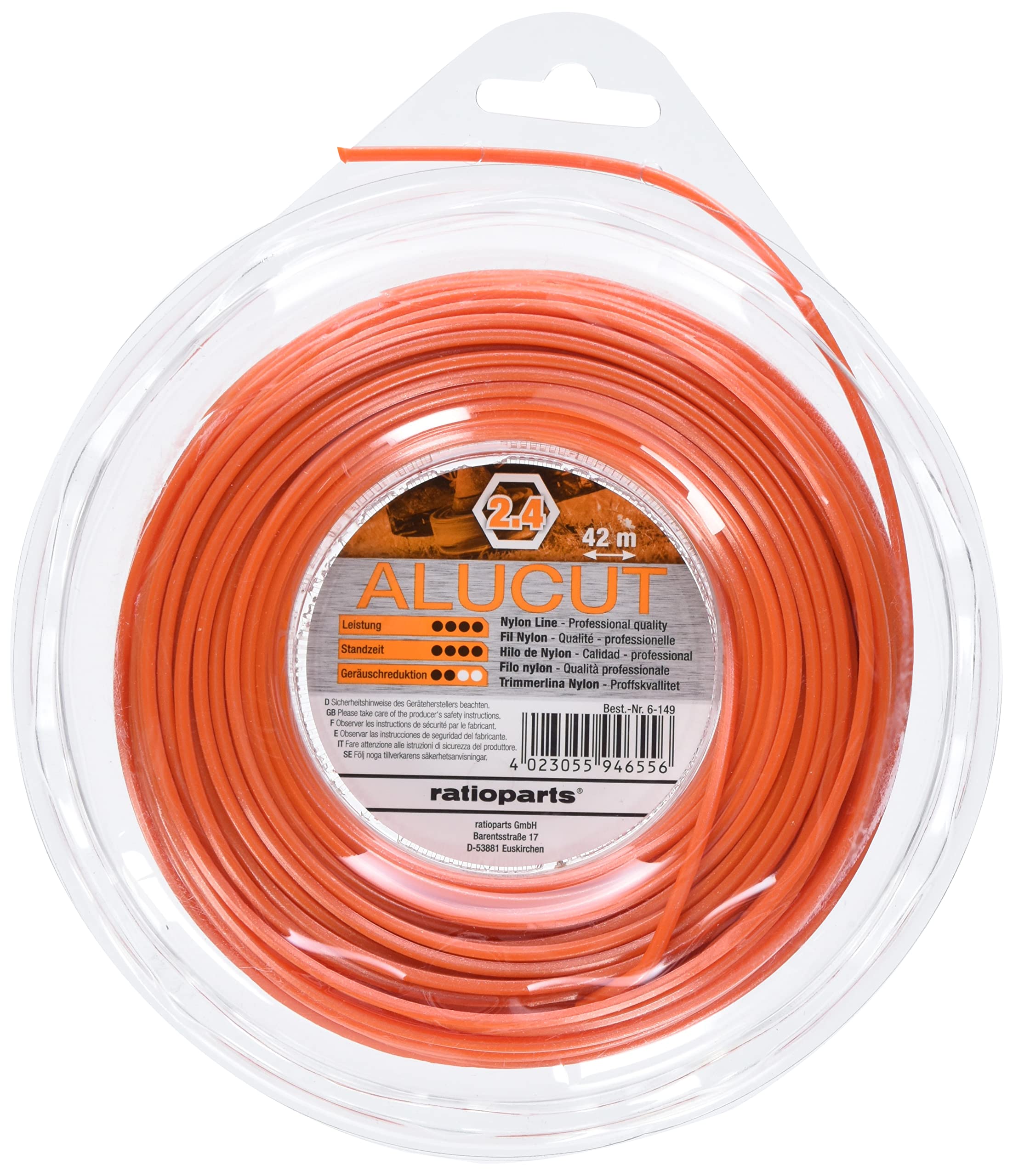 Aluminium Cut Strimmer Line 2.4 mm 42 m Hexagonal Nylon Line