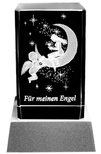 Kaltner Präsente Stimmungslicht – Ein ganz besonderes Geschenk: LED Kerze/Kristall Glasblock / 3D-Laser-Gravur Verliebte Himm