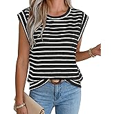 WIHOLL Women's Sleeveless Vest Striped Tops Muscle Tee Summer Outfits Business Casual T Shirts Trendy Textured Tank Top