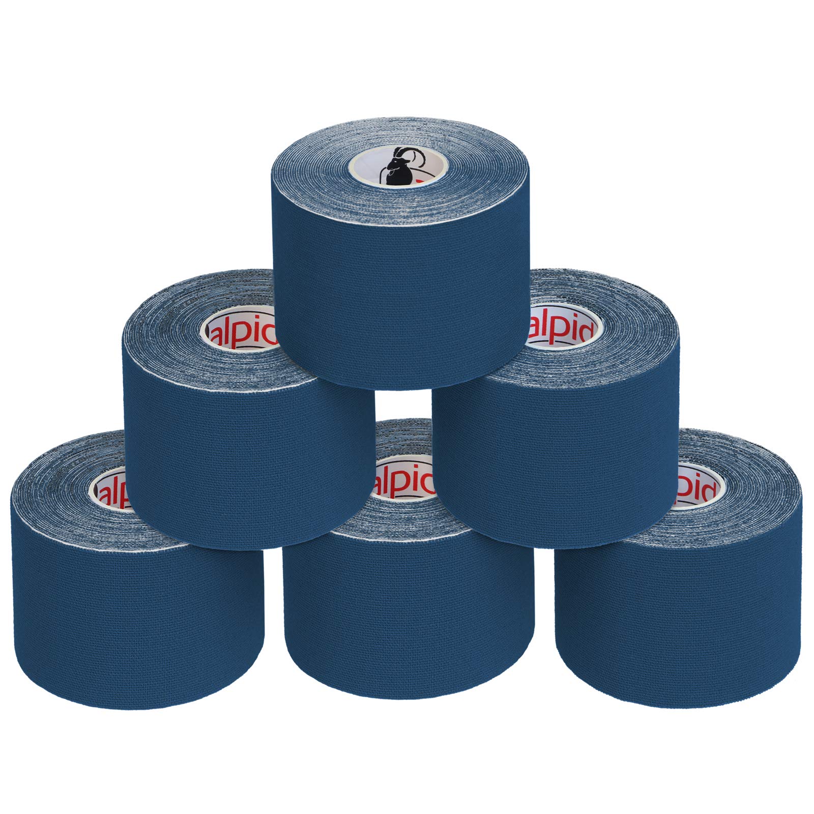 ALPIDEX Kinesiology Tape 1/3/ 6/12 Rolls Many Colors 5 m x 5 cm Application Examples E- Book Skin Friendly Muscle Support Elastic Strapping Tape, Colour:Dark Blue, Quantity:6 Rolls