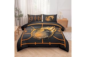 NINENINE Basketball Bedding Set,Sports Comforter Sets for Boys,Twin Bedding Sets for Boys,Basketball Comforter Set(1Comforter, 1Flat Sheet, 1Fitted Sheet, 2Pillowcases)