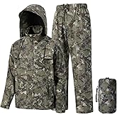 BASSDASH Men’s Rain Suit Waterproof Breathable Durable Fishing Rain Gear Packable for Hunting, Hiking, Running, Cycling FW12