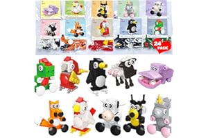 YXOTJHS 24 Packs Valentines Day Cards for Kids School, Animals Building Block with Valentines Day Gifts for Boys Girls, Bulk Valentines Cards for Kids Classroom Exchange, Party Favors