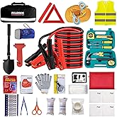Car Emergency Roadside Tool Kit with Jumper Cable Shovel,Auto Truck Vehicle Assistant Safety Kit Bag for Men Women with First