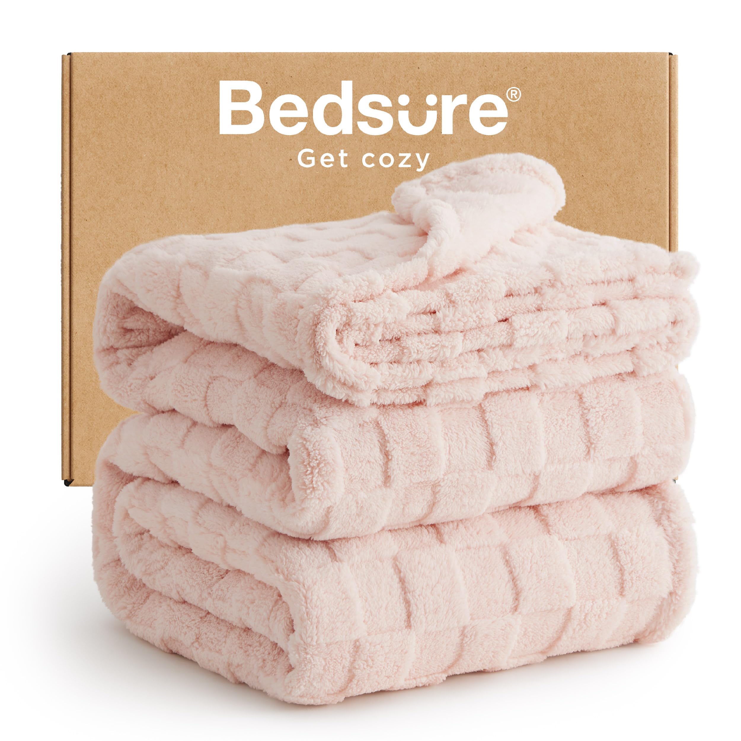 Bedsure GentleSoft California King Blanket for Bed - Super Soft Cozy Blankets for Women Men Girls, Large Fuzzy Fleece Throw for Bedroom Decor, Light Pink, 102x96 Inches Image