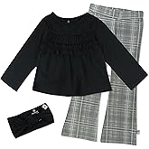 HonestBaby baby-girls Long Sleeve Top, Legging and Headband Set 100% Organic Cotton for Baby and Toddler Girls