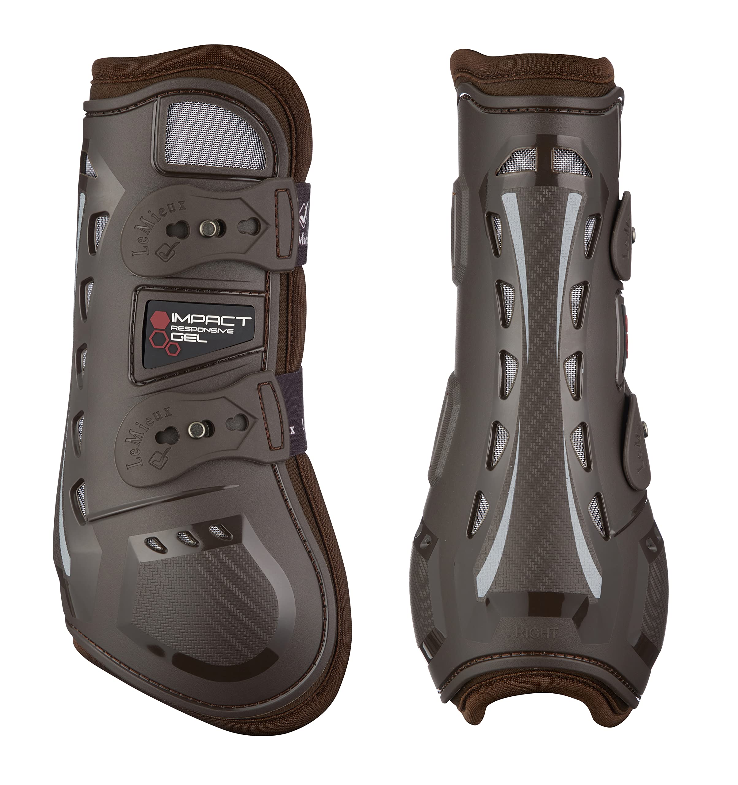 LeMieux Impact Responsive Horse Tendon Boots - Protective Gear and Training Equipment - Equine Boots, Wraps & Accessories - Tendon Protection and Support (Brown/Medium) — image 1
