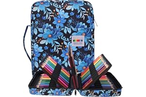 BOMKEE Colored Pencil Case 220 Slots Pencils/Gel Pens Organizer Waterproof Travel Case Zipper Carrying Portable Pencil Markers Pen Holder Bag for Painter Writers (Orchide)