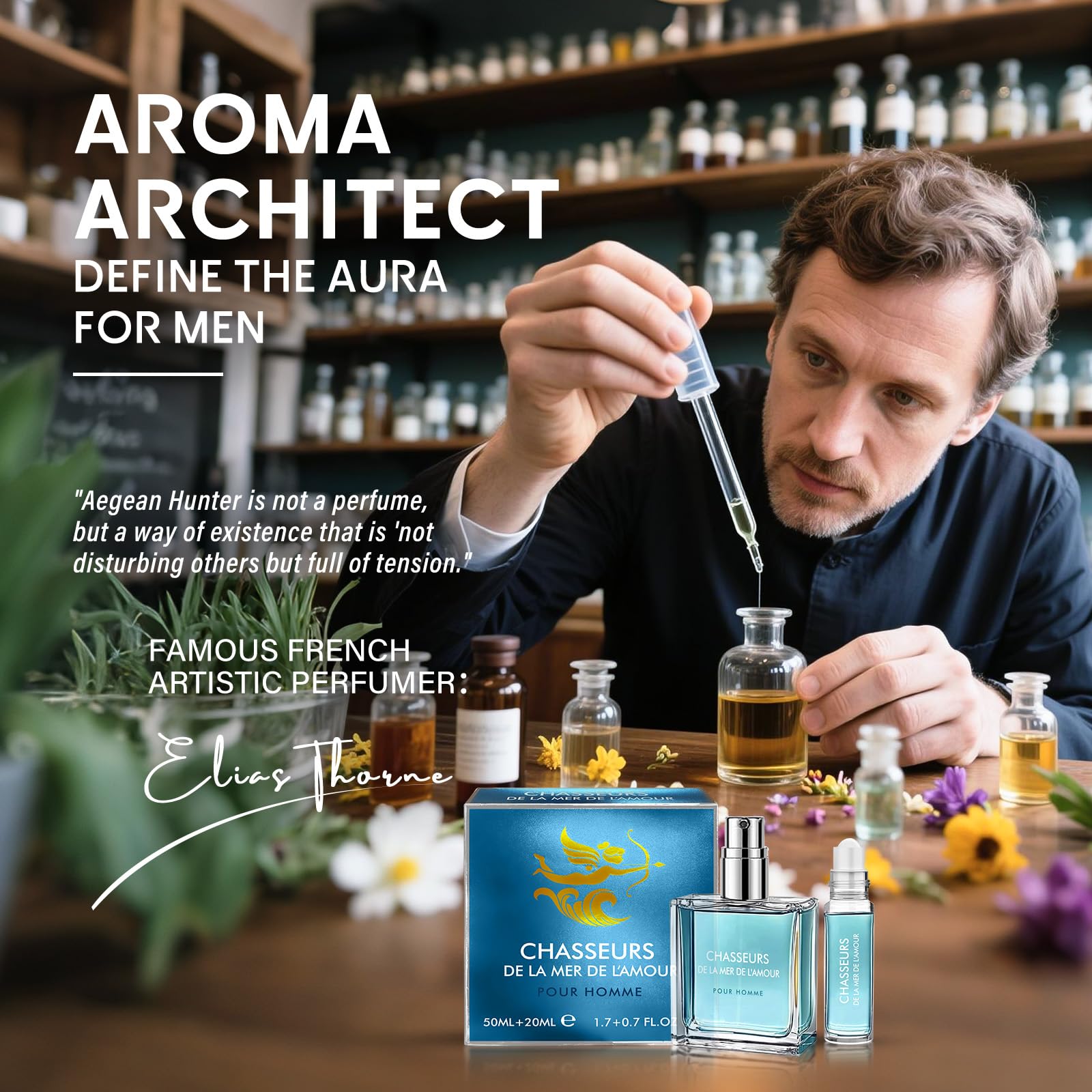 Pheromone Cologne for Men, Long Lasting Perfume Oil, Captivating Masculine Scent to Enhance Image, 2-Piece Set (1.7oz + 0.7oz)