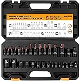 31-Piece Torx Bit Socket Set: Premium CR-V &amp; S2 Alloy Steel, Star T8-T70 &amp; E-Torx E4-E24, High Torque Laser Marked for Automotive Mechanic
