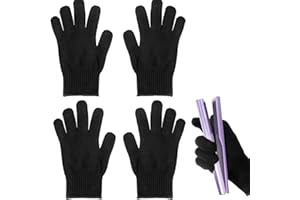 JIEYAO 4 Pack Heat Resistant Gloves for Hair Styling, Curling Iron Glove Heat Blocking Glove for Curling Wand F& lat Iron