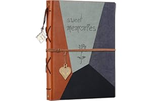 Scrapbook Album,ZEEYUAN Leather Photo Album Memories DIY Scrap Book 10.8x8.6 Large Family Photo Book Refillable 60 Pages for Anniversary Valentines Birthday Gifts(Gray Green,L)