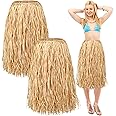 Giegxin Natural Raffia Grass Skirts Tropical Luau Hula Skirt for Adults Women Men Hawaiian Party Costume Beach