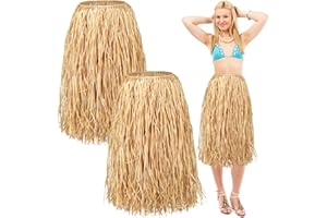 Giegxin Natural Raffia Grass Skirts Tropical Luau Hula Skirt for Adults Women Men Hawaiian Party Costume Beach