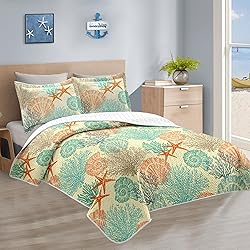 Tritard 3 Piece Coastal Quilt Sets Full/Queen Size