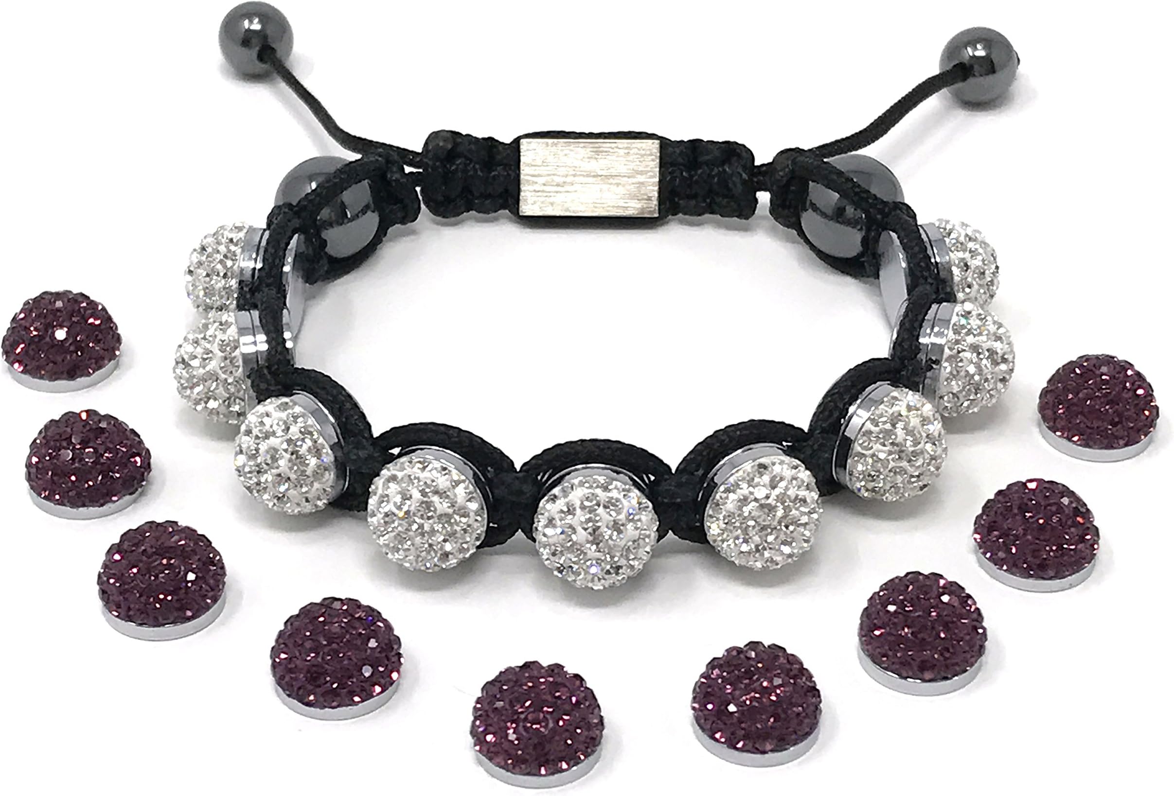 Shimla Interchangeable White and Amethyst Czech Crystal Beads Bracelet SH 112