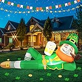 Wabolay St Patricks Day Inflatables Outdoor Decorations 6FT Giant St Patrick's Inflatable Leprechaun Holding Beer Blow Up LED Lighted Irish Blowups St Patty's Indoor Party Outside Holiday Yard Decor