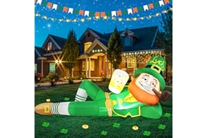 Wabolay St Patricks Day Inflatables Outdoor Decorations 6FT Giant St Patrick's Inflatable Leprechaun Holding Beer Blow Up LED Lighted Irish Blowups St Patty's Indoor Party Outside Holiday Yard Decor