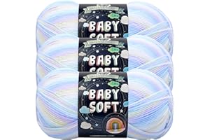 Lion Brand Yarn, Baby Soft Baby Blanket Yarn for Crocheting, Knitting, and Crafts, Pastel Print, 3 Pack