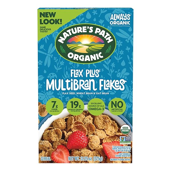 NATURE’S PATH ORGANIC FLAX PLUS MULTIBRAN FLAKES CEREAL,...