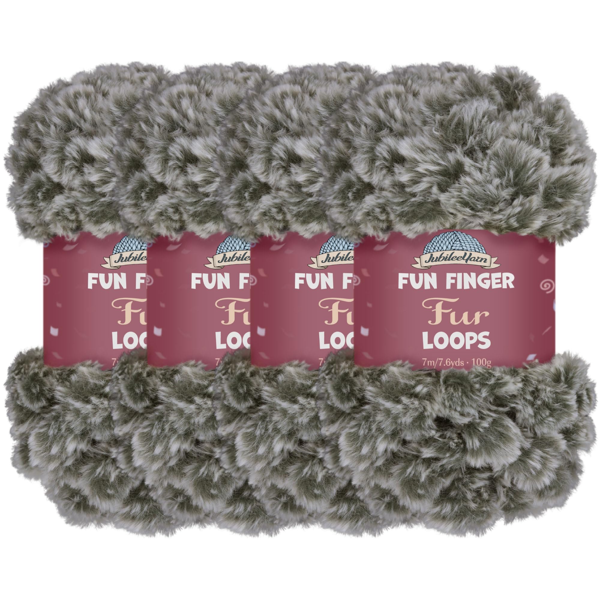 JubileeYarn Fun Finger Fur Loops Yarn - Polyester Jumbo Weight Loop Yarn - 200g/Skein - Strix - 4 Skeins