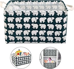 NEWSTYLE Caja de Almacenamiento de Tela,Grande Plegable Cuadrados Cestas de Almacenamiento para Ropa, Juguetes Organizador,Cestas de vivero, Estante de Almacenamiento de contenedores (Polar Bear) 