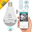 Light Camera Security 1080p WiFi Wireless Smart spy Bulb Camera Home Security Surveillance Video System Light Bulb Panoramic Camera 1080 IP 360 fisheye for Kids pet Dog cat
