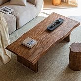 WYBFCWY Solid Wood Coffee Table,Rustic Centre Table with Live Edge,Farmhouse Living Room Table,2 "Thick Tabletop,for Living Room,Lounge, Sofa Area