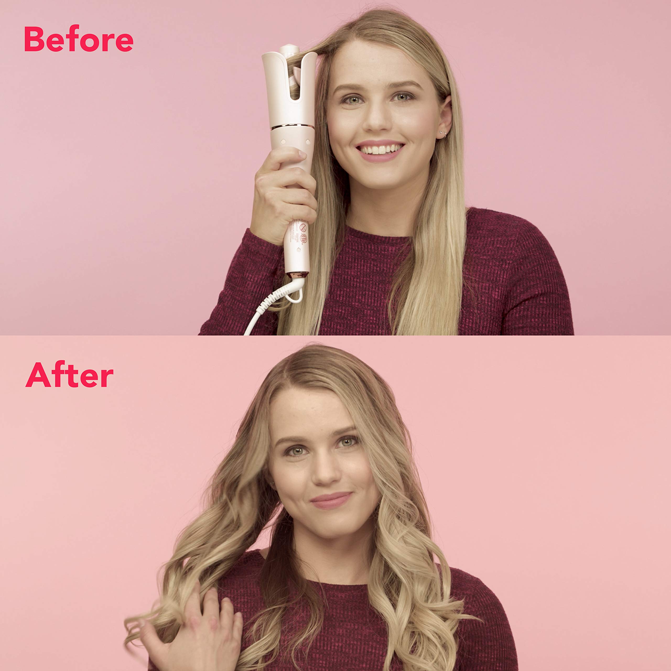 Lena Auto Hair Curler Automatic Curling Iron • Ionic Curling Wand Self Rotating Curler • Best for Long & Medium-Length Hair