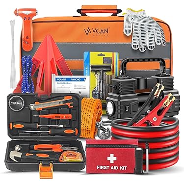 HLWDFLZ Car Emergency Kit With Portable Air Compressor - Roadside Emergency Kit For - View #9