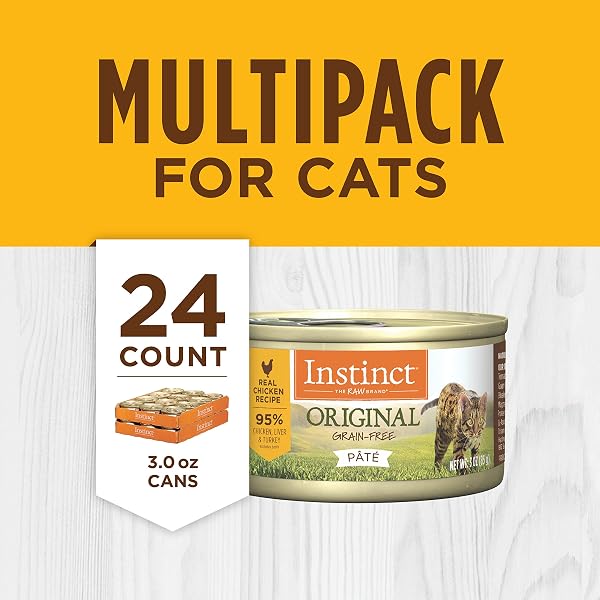 INSTINCT ORIGINAL PATE WET CAT FOOD, GRAIN FREE RECIPE – REAL CHICKEN, 3 OUNCE (PACK OF 24)