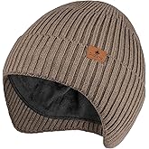 Ocatoma Winter Beanie with Earflap for Men Women Warm Knit Soft Hat Outdoor Beanie Unisex Gifts for Men Women