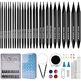 WAZAIGUR Women Interchangeable Black Aluminum Circular Knitting Needles Set | 3MM-10MM Indoor Outdoor Smooth Knitting Kit for Beginners/Enthusiasts - Suitable for Various DIY Knitting Projects - Gift