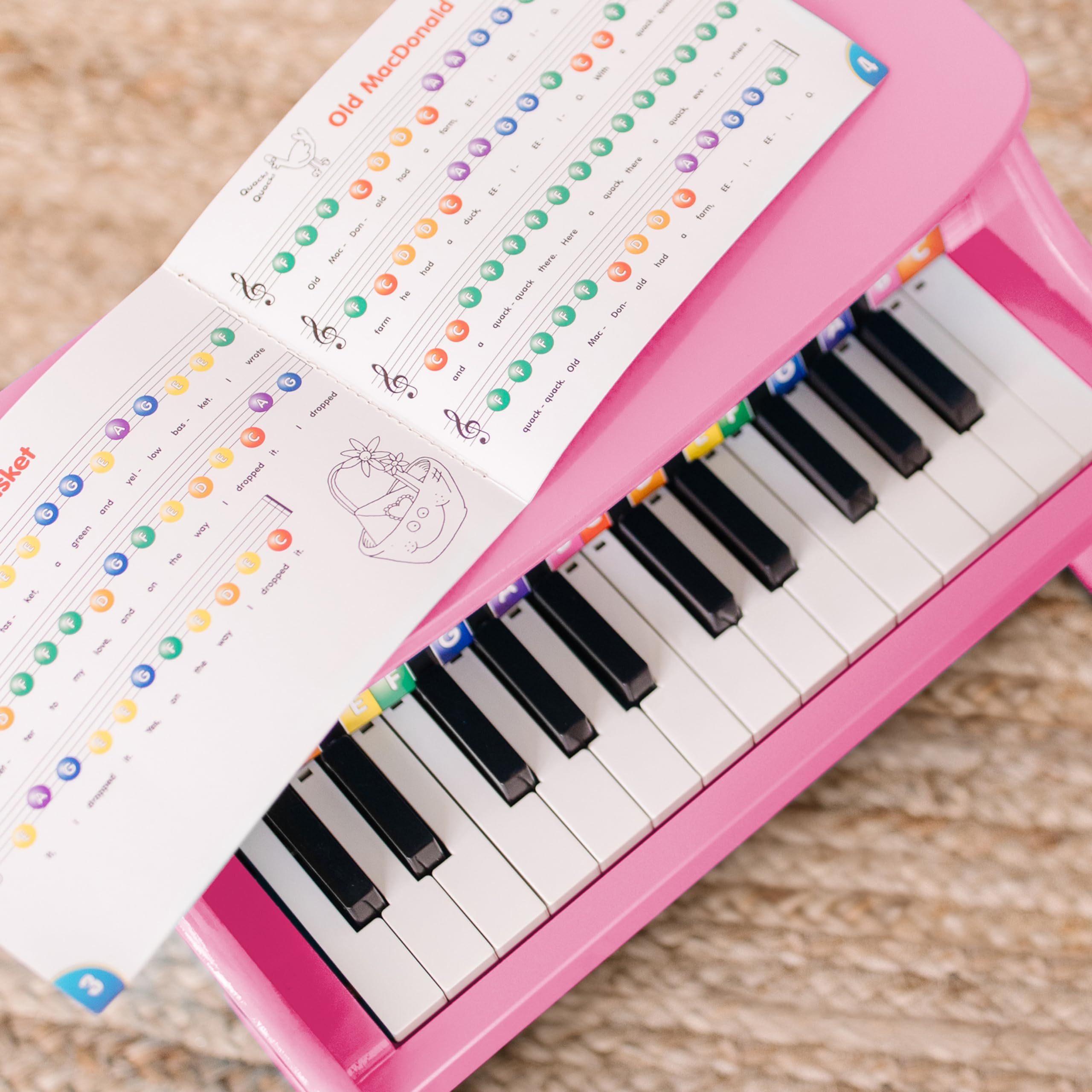 Melissa & Doug Learn-to-Play Pink Piano with 25 Keys and Color-Coded Songbook