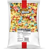 Candy Break Sour Neon Gummy Bears, 4-Flavor Sweet &amp; Sour Bulk Candy Snacks for Kids &amp; Adults, Share Size Variety Pack, 5 lb Bag, Pack of 1