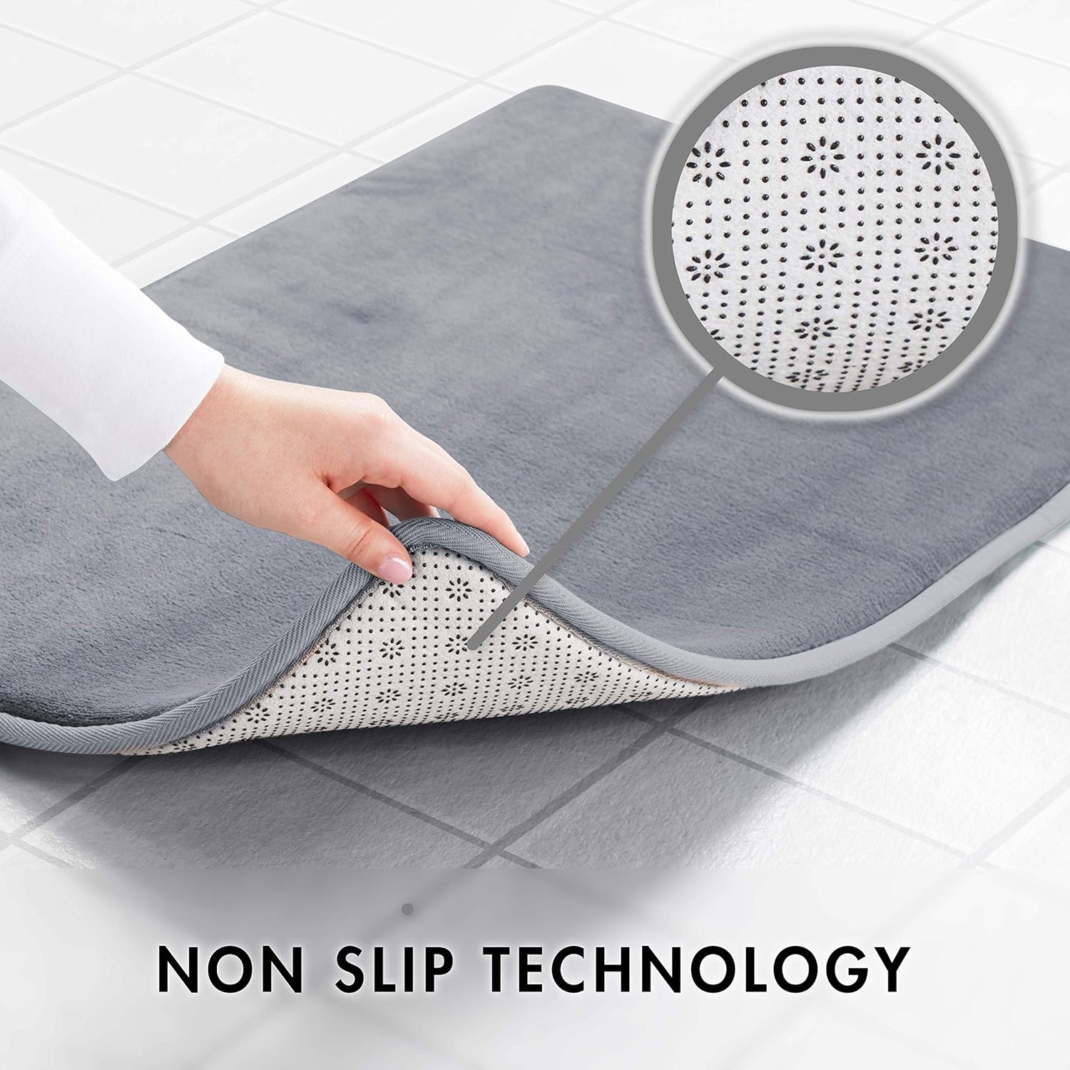 Genteele Memory Foam Bath Mat Non Slip Absorbent Super Cozy Velvet Bathroom Rug Carpet (17 inches X 24 inches, Gray): Home & Kitchen