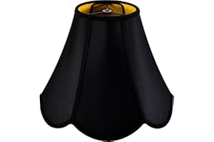 GO&SO Black Bell Lamp Shades (Petal Edge Braid) Scalloped Lamp Shade,6"Top x 13"Bottom x 10.6"Vertical Height (Spider) Replacement Fabric Lamp Shades for Table Lamps,Floor Lamp Cover,Easy Assembly