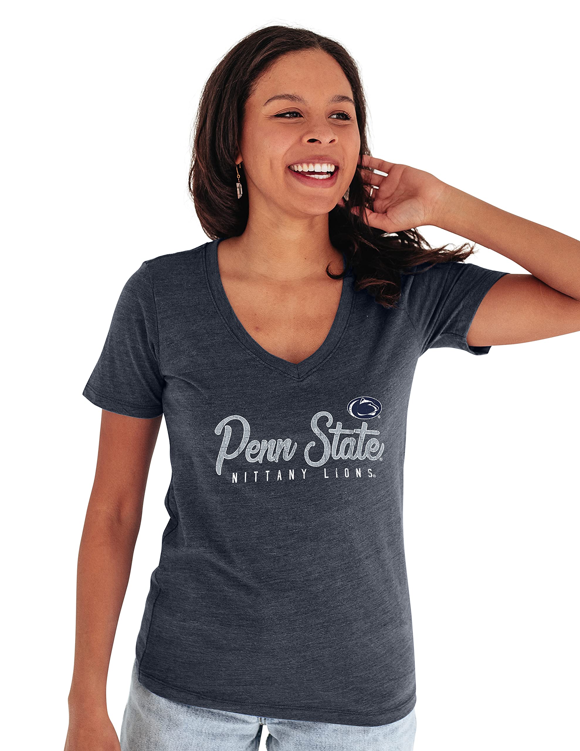 Blue 84 Women's Penn State Nittany Lions Premium V-neck Tri Blend T Shirt, Penn State Nittany Lions Navy, Small Image