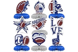 Haolongfa Cowboys Party Decorations, 9 Pcs Football Centerpieces for Table, 3D Football Honeycomb Centerpieces, Rugby Table Toppers for Theme Party Decorations, Sports Game Celebration Supplies
