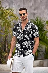 COOFANDY Mens Hawaiian Shirt Short Sleeve Floral