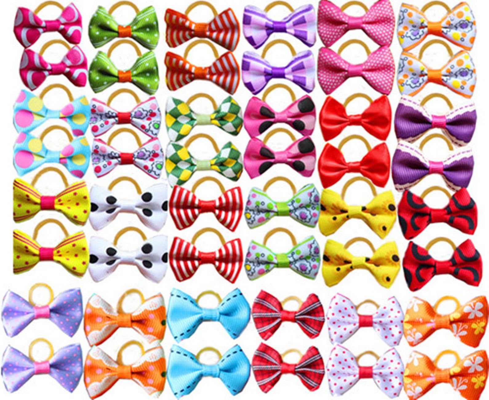 Yagapet 40pcs/20pairs Dog Hair Bows Topknot Small Bowknot with Rubber Bands Top Quality Pet Grooming Products Pet Hair Bows Dog Hair Accessories