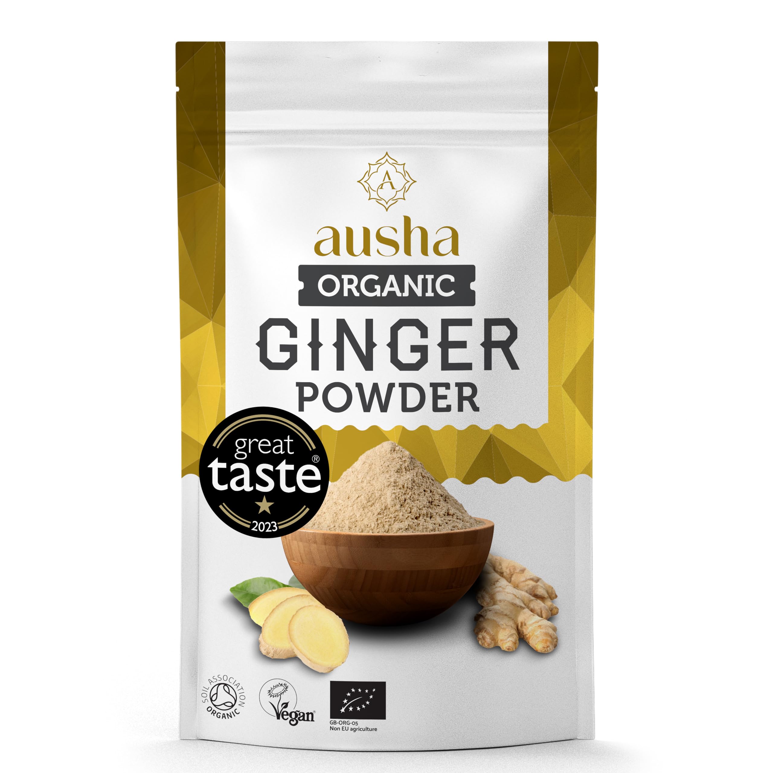 Organic GINGER POWDER 500g - UK Certified Orgainic by Soil Association -1* GREAT TASTE AWARD 2023 - Use in Ginger Shot, Cooking - Ground Ginger Root Powder