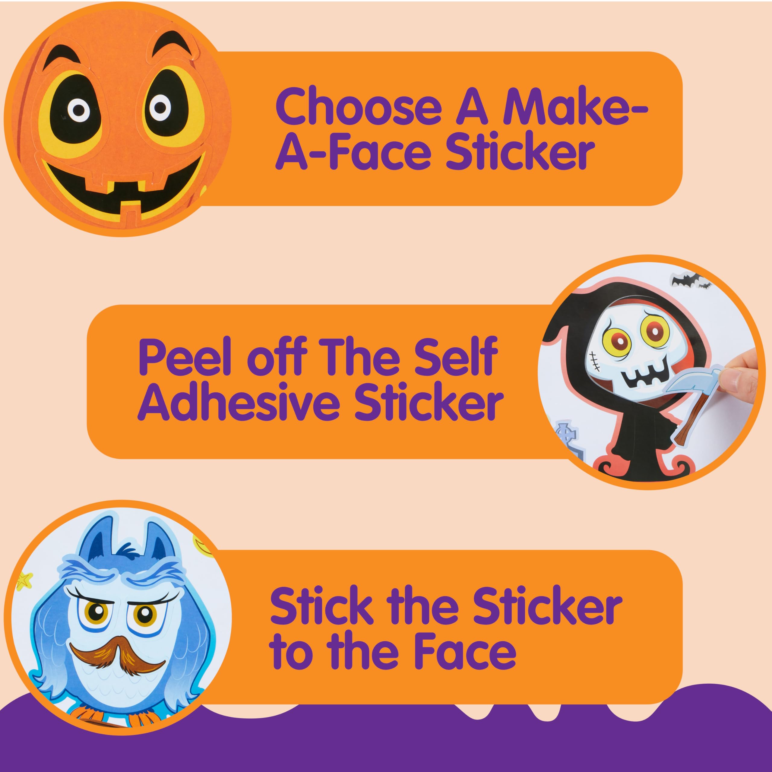 JOYIN 36 Pcs Halloween Make a Face Stickers for Kids, Crafts Party Supplies, Halloween Party Favor, Funny Stickers with 9 Designs, Classroom Art Activities Games Goodies Treats