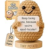 Tiny Potato - Positive Crochet with 30 Swappable Affirmation Cards | Small Gifts for Women, Teen Girls, BFF for Birthday, Mental Health, Friendship, Emotional Support Positive Crochet Animals